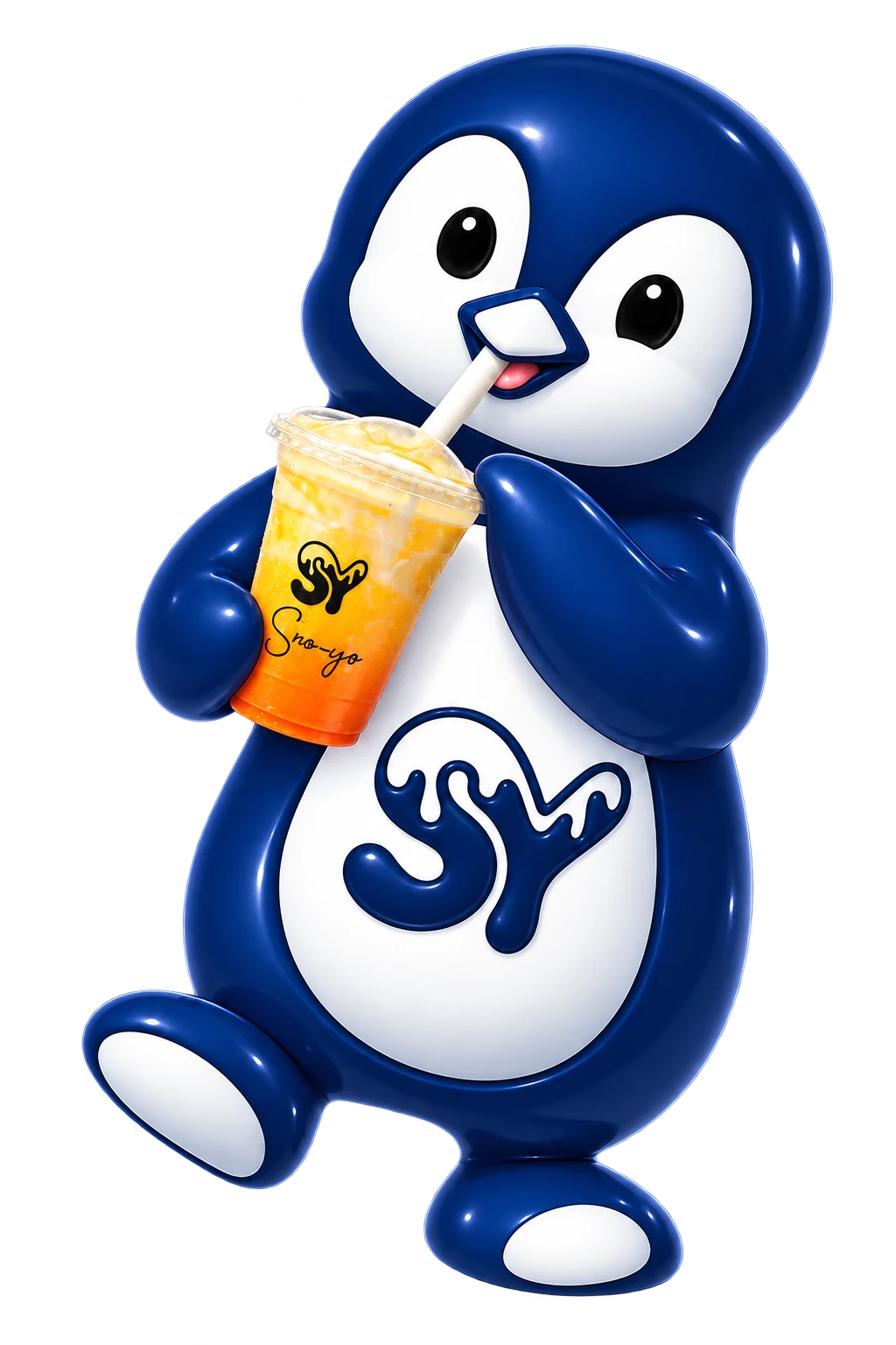 Pengy drinking a Sno-Yo Dirty Soda